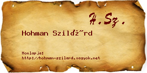 Hohman Szilárd névjegykártya